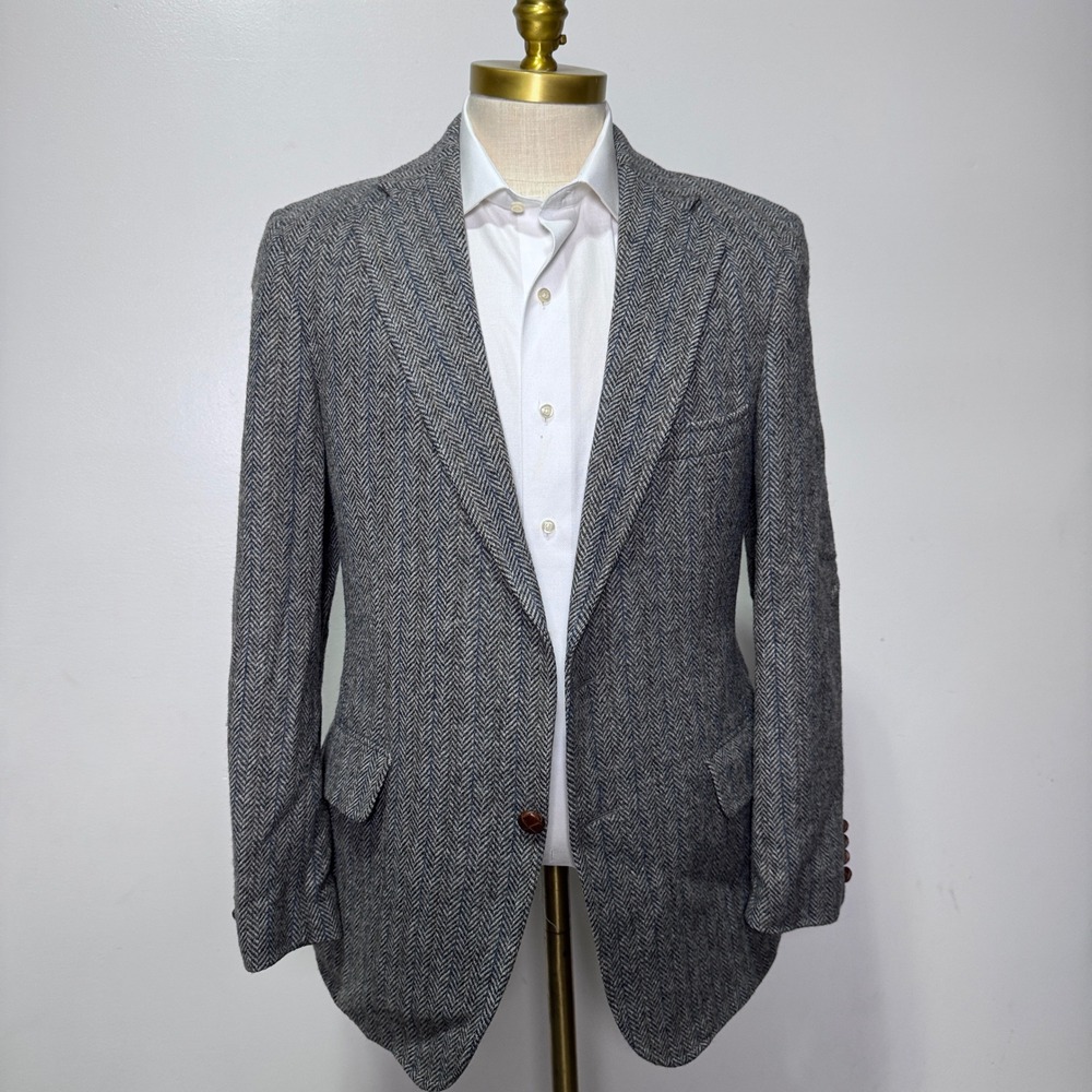 Vintage Colours by Alexander Julian Gray Herringbone Wool‎ Blazer Mens 38R